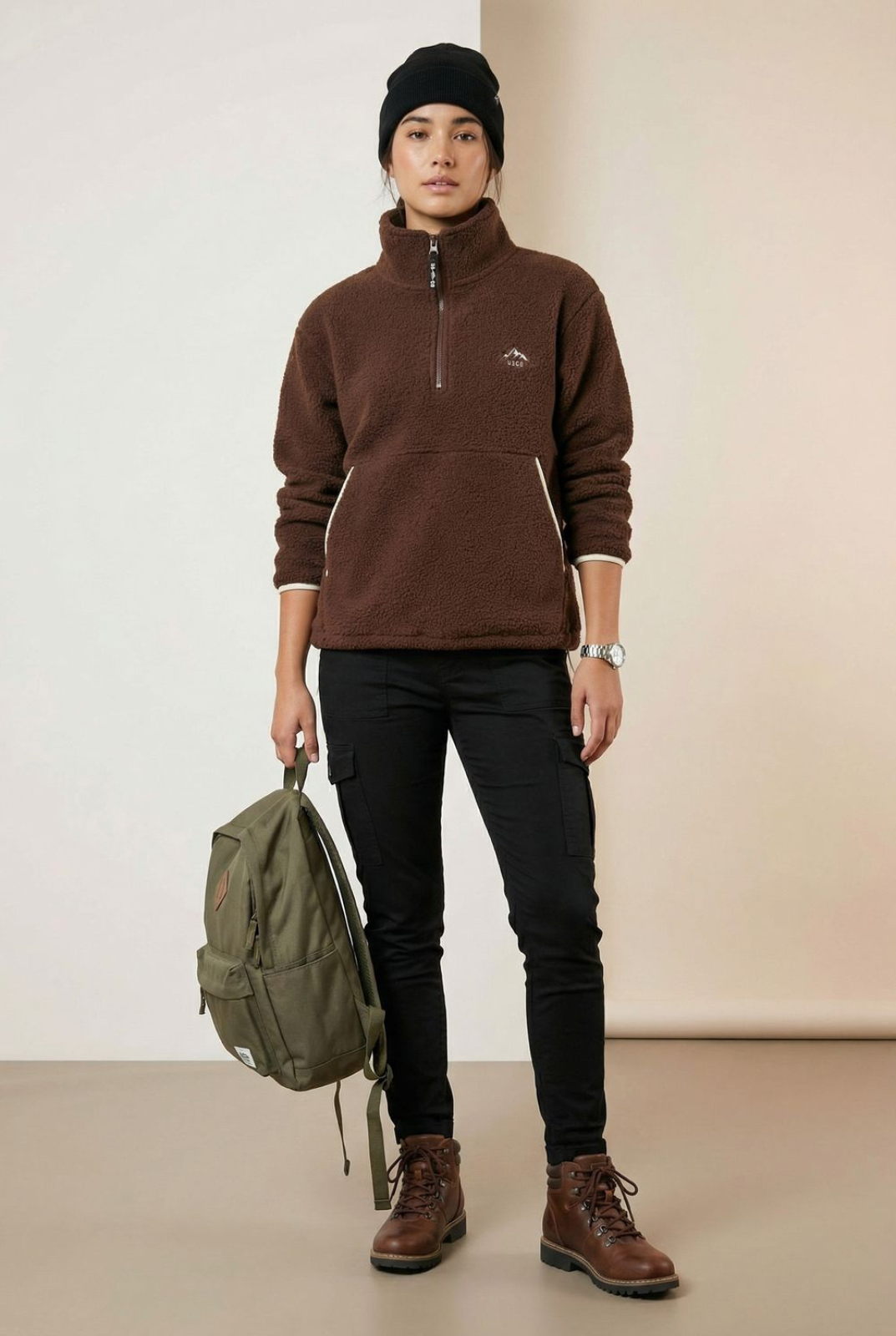 USCO Haven Half-Zip Fleece Pullover Brown