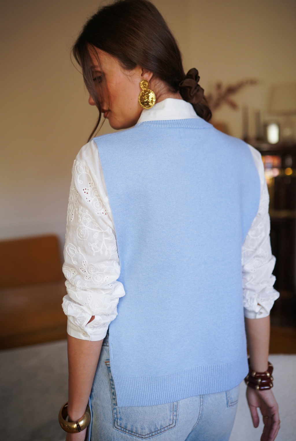 Sleeveless Tie-front Cardigan