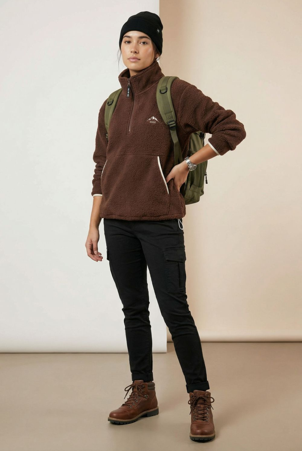 USCO Haven Half-Zip Fleece Pullover Brown