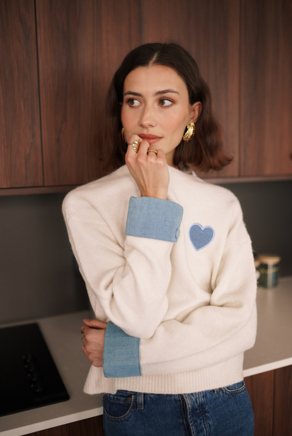 Heart Denim Sweater