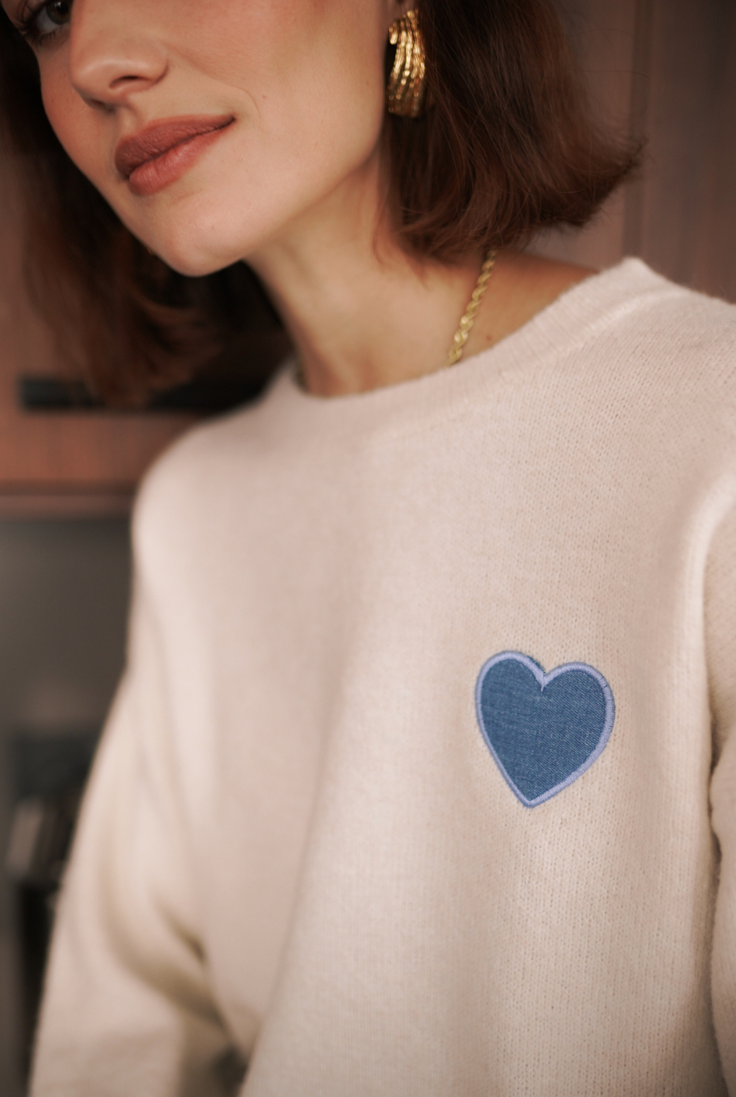 Heart Denim Sweater