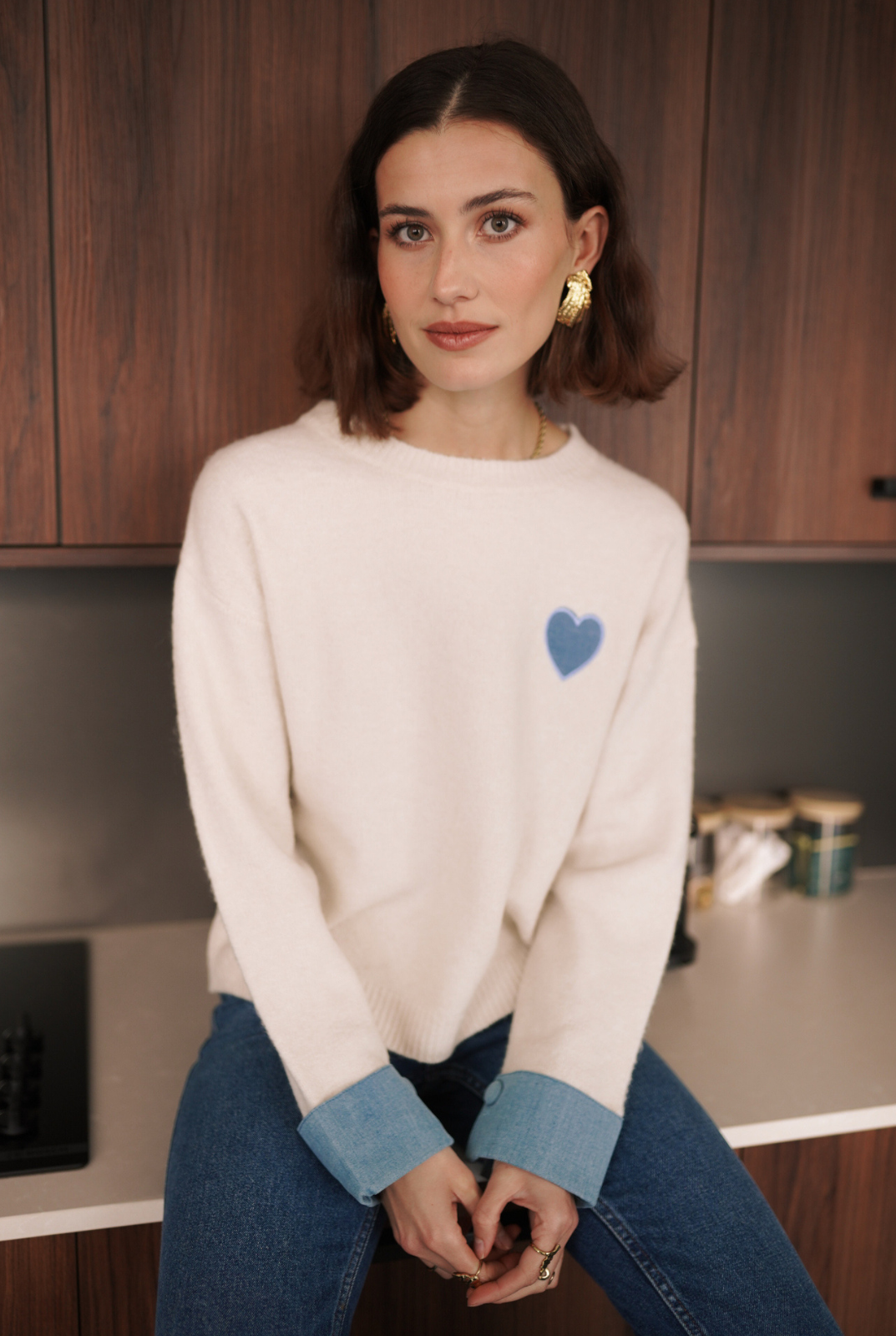 Heart Denim Sweater