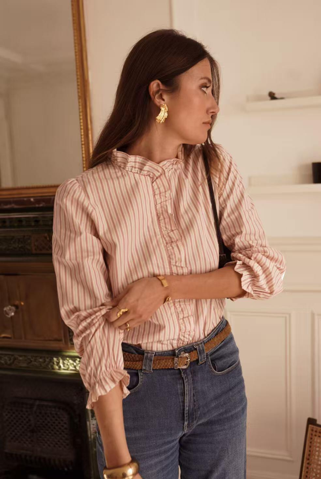 Striped Ruffled Blouse