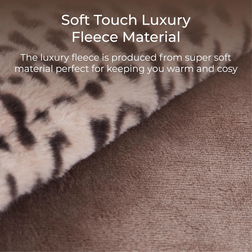 Carmen Luxury Heated Throw Blanket Leopard Fleece 160x130cm