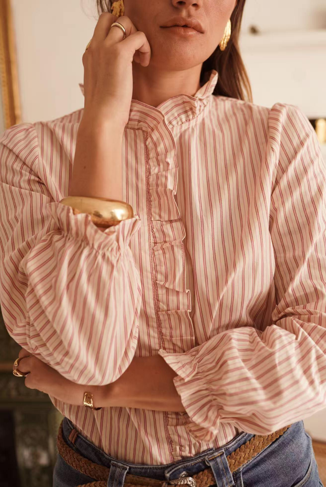 Striped Ruffled Blouse