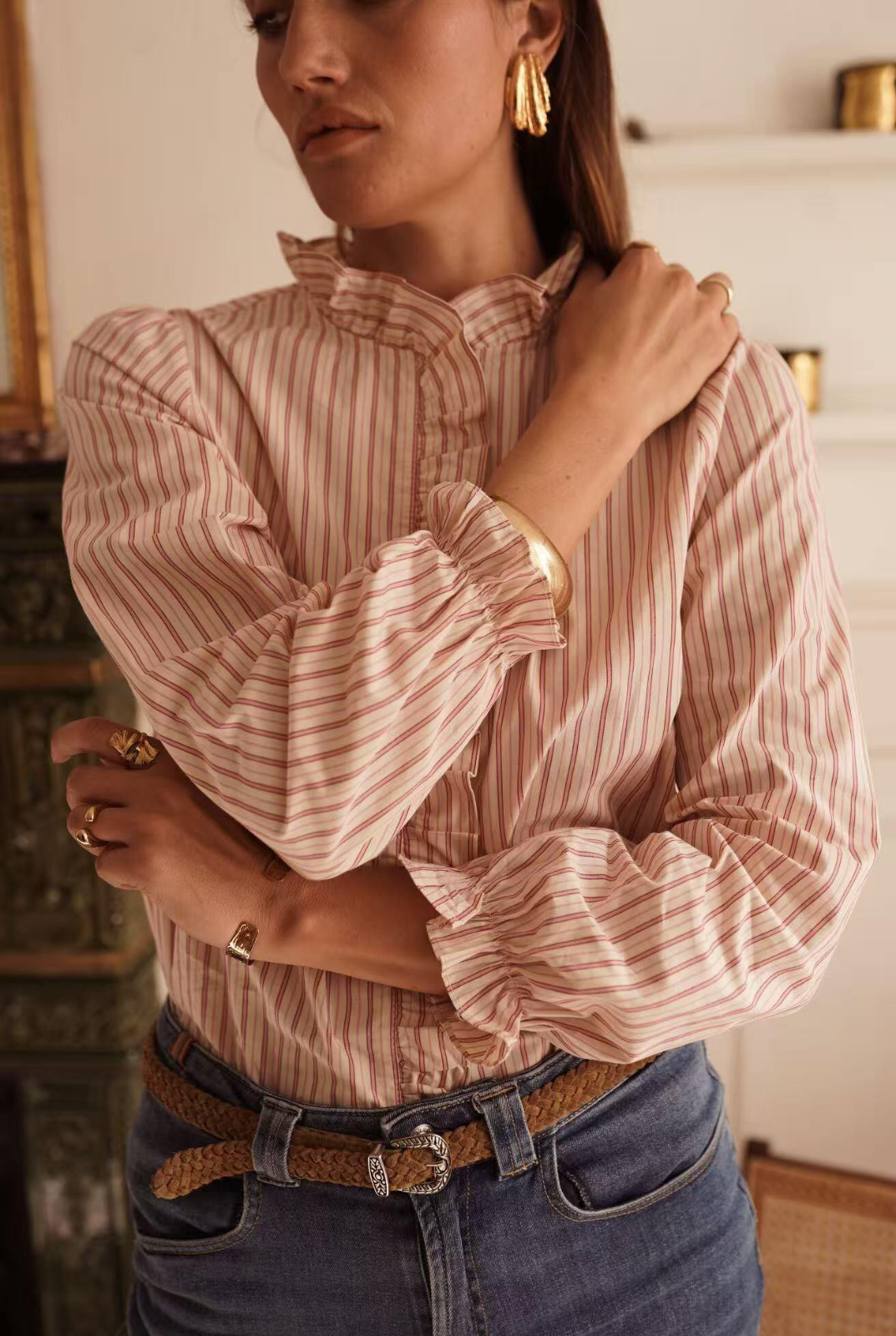 Striped Ruffled Blouse