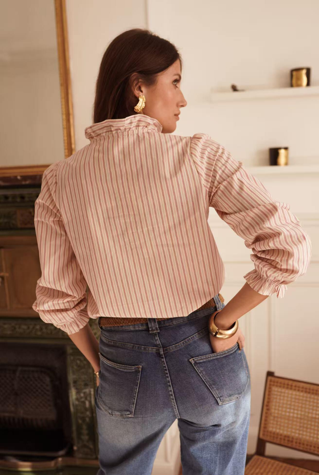 Striped Ruffled Blouse