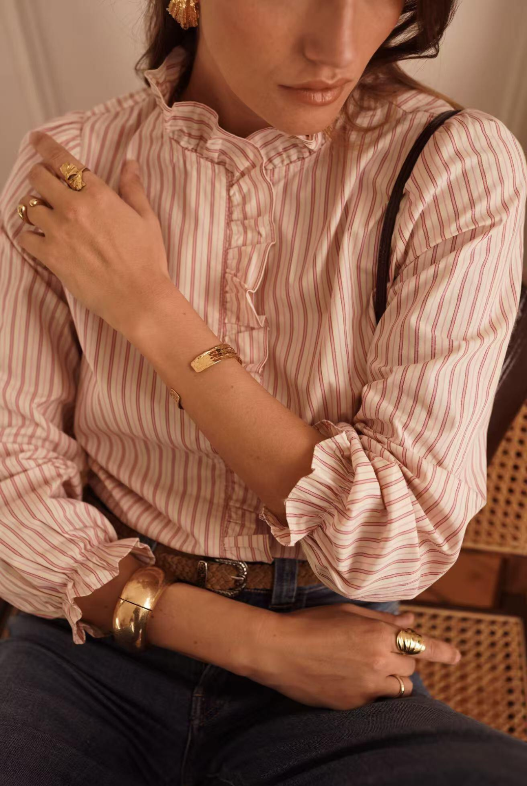 Striped Ruffled Blouse