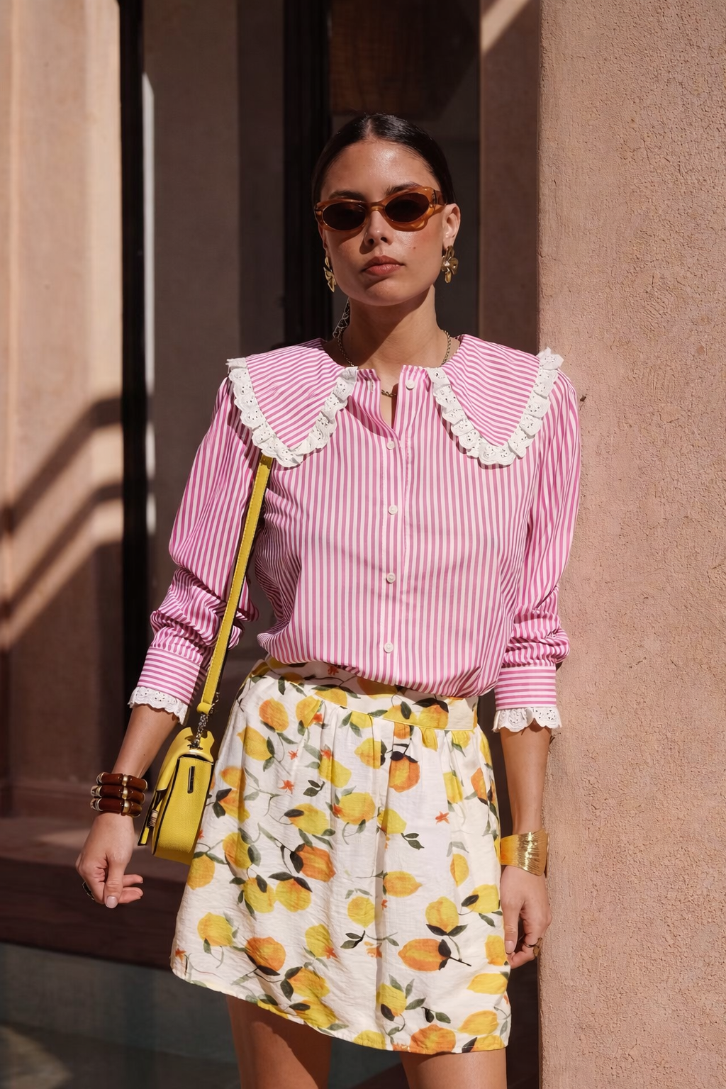 Striped Shirt – Lace Peter Pan Collar