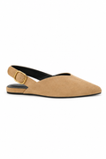 Camel Pointed Toe Slingback Flats
