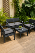 4 Piece Rattan Effect Garden Furniture Set – Anthracite Grey