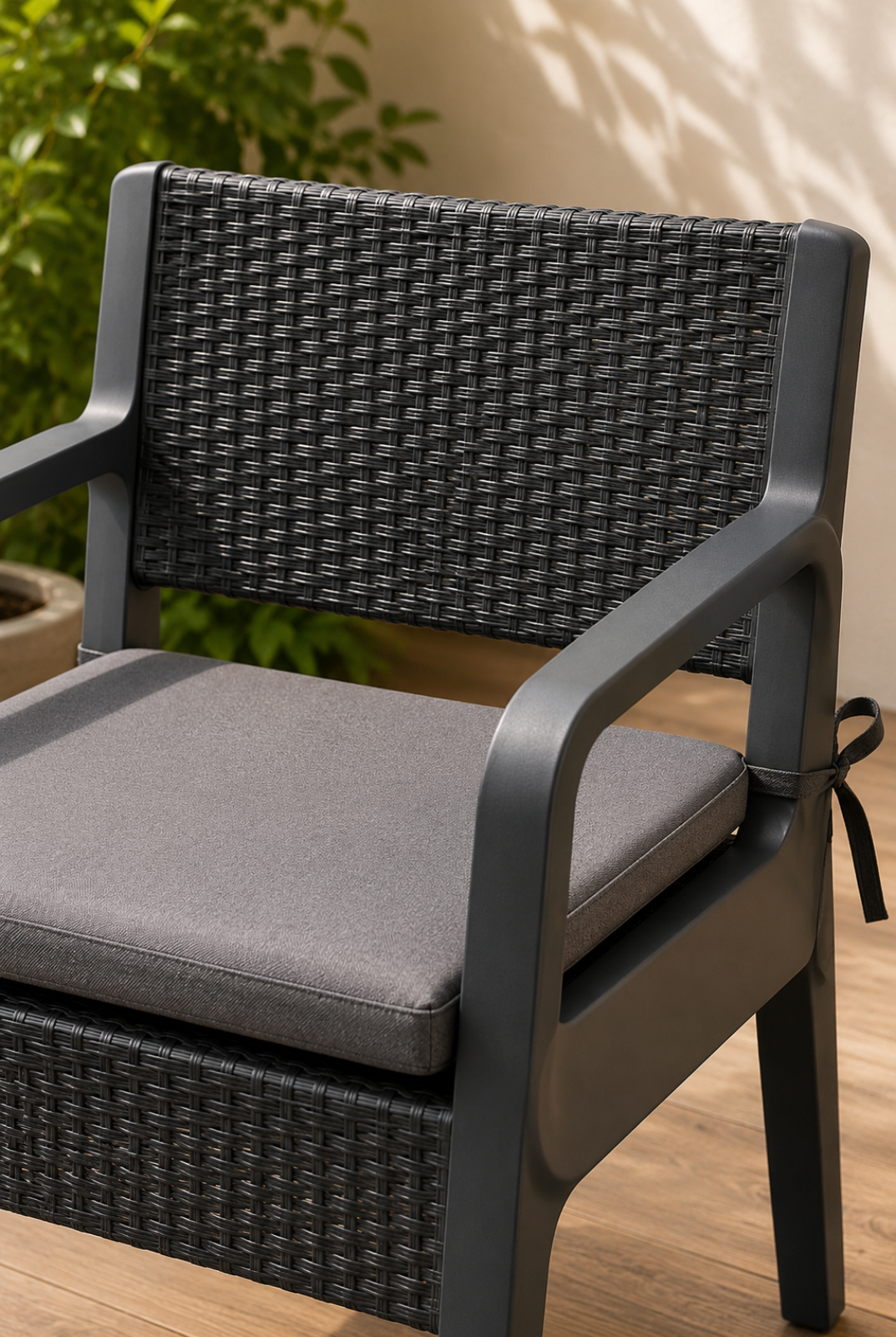 4 Piece Rattan Effect Garden Furniture Set – Anthracite Grey