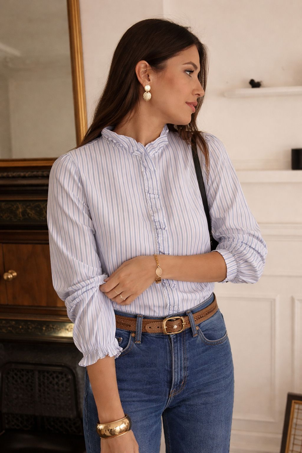Striped Ruffled Blouse
