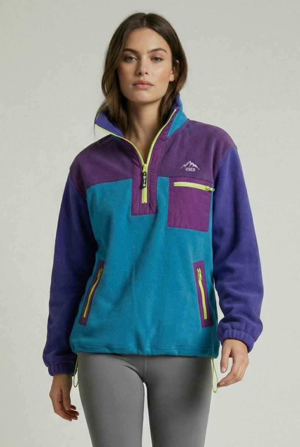 USCO Retro Quarter-Zip Fleece Pullover Blue/Purple