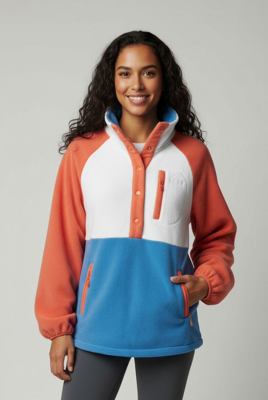 USCO Alpine Quarter-Snap Fleece Coral