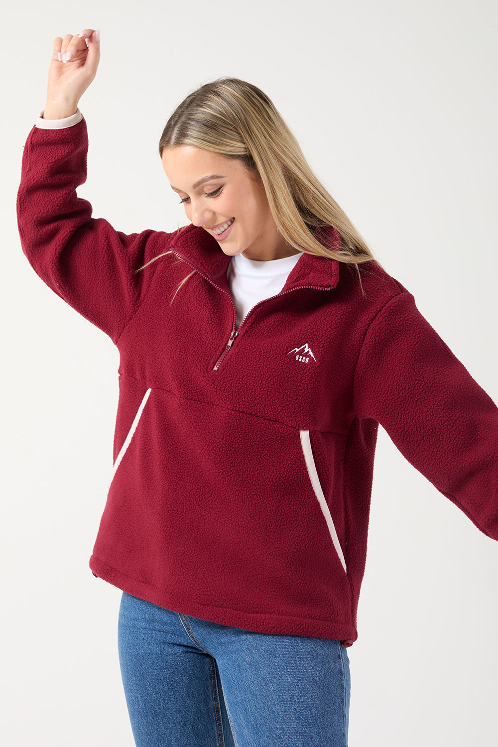 USCO Haven Half-Zip Fleece Pullover Burgundy