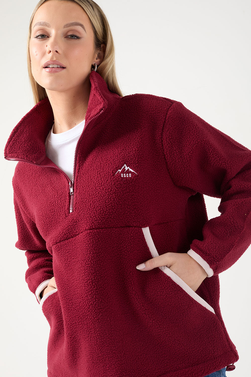 USCO Haven Half-Zip Fleece Pullover Burgundy